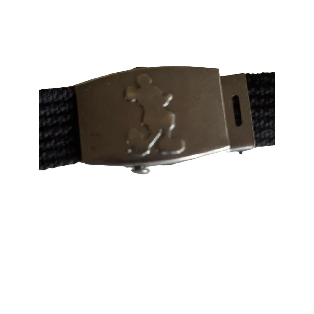 Vintage Mickey Mouse Black Canvas Belt With Metal Buckle Child Size Small‎